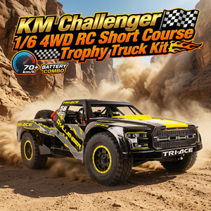 KM Challenger 1/6 4WD 遥控短途越野卡车套件 4mm 铝制底盘 后部实心车轴 Maxxis 轮胎 比例模型 LED 灯 - Product Image 1