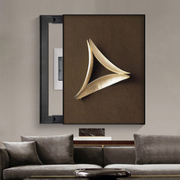Peinture abstraite minimaliste moderne sur toile avec cadre en alliage d'aluminium, design sans perforation, fixation murale haut de gamme discrète