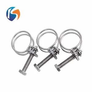 stainless steel double wire spring hose clamp all sizes adjustable double wires hose clamp spring Hex bolts hose clip