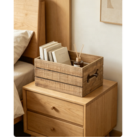 Caisse de rangement en bois vieilli style vintage, boîte organisatrice en bois à lattes avec ouverture supérieure et poignées latérales pour la maison