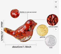 Ornement sculpté en résine avec copeaux de cristal naturel, motif oiseau, sculpture thérapeutique pour micro-paysage, cadeau, vente en gros, en vrac