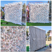 Fondo de Pared de Flores Personalizado, Rollo de Pared de Flores Artificiales Blancas para Decoraciones de Boda