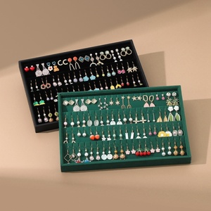 Présentoir à boucles d'oreilles personnalisé en velours et flanelle, grande capacité, plateau de rangement pour bijoux - Product Image 2