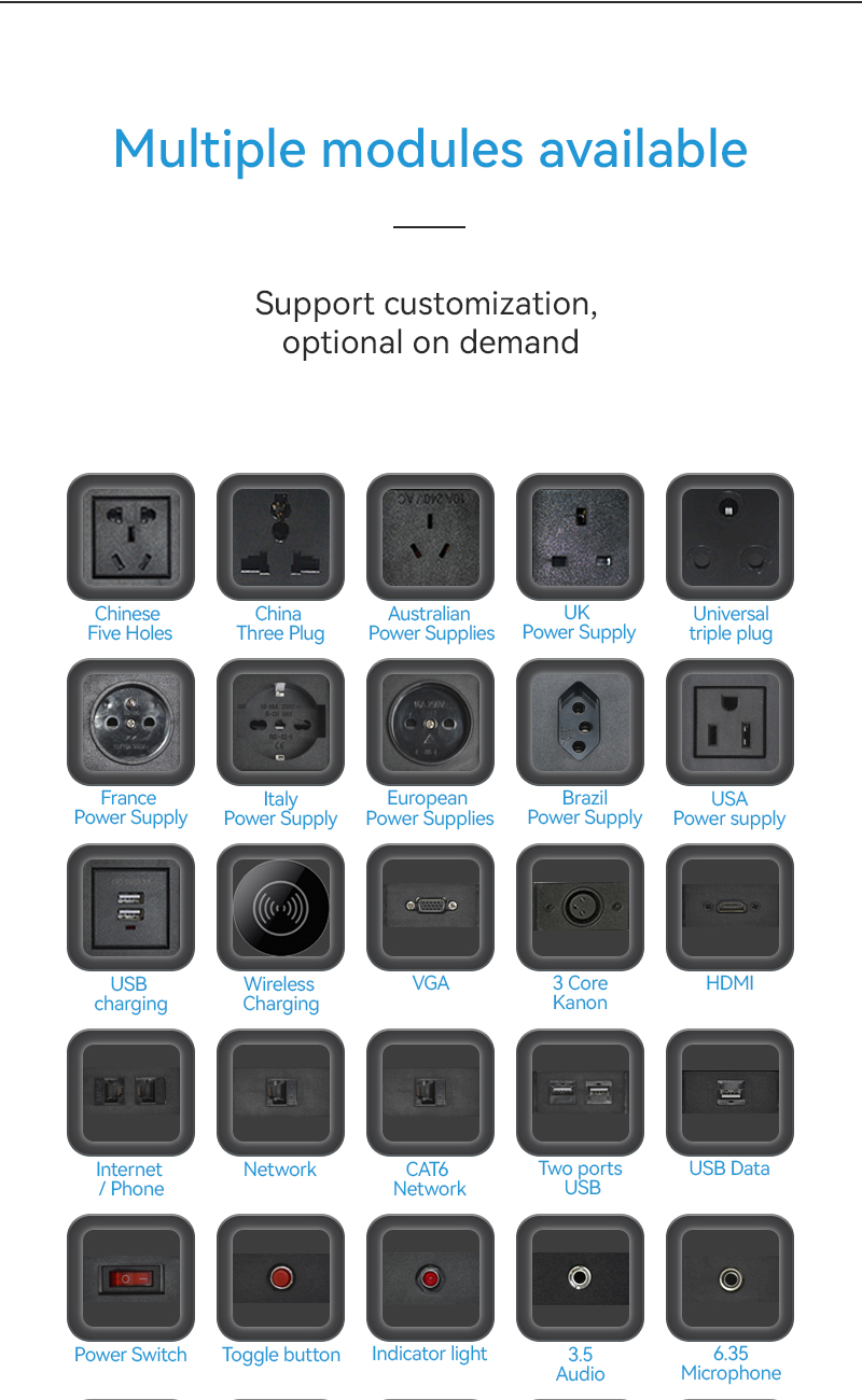 New Design Custom Desktop Power Socket Desktop Hidden Socket Table Mount Socket Outlet