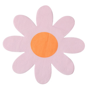 Hanlin Flower Shaped Paper Napkins 25cm Pink And White Three Layer For Themed Party - Product Image 5