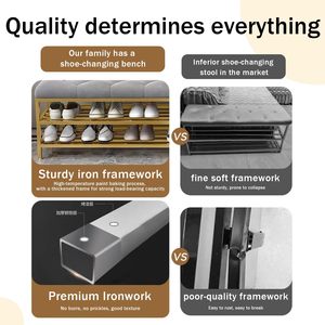 SENYU Banco Moderno de 3 Niveles para Almacenamiento de Zapatos con Estructura Metálica y Asiento Acolchado para Entrada o Sala de Estar - Product Image 5