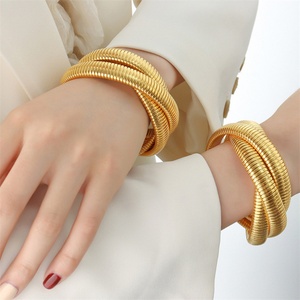 Joyería Personalizada de Alta Calidad, Brazalete de Acero de Titanio con Cadena de Serpiente de Varias Capas para Mujer - Product Image 2