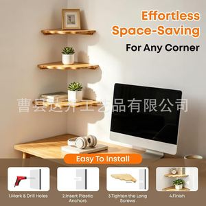 Wooden Fan Shaped Corner Shelf 3 Tier <b>Kitchen</b> Spice <b>Rack</b> Multi Purpose Storage For Pantry Items - Product Image 3