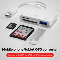 Adaptador OTG tipo C enchufe TF/lector de tarjetas SD para Xiaomi Oneplus iPhone OPPO POCO accesorios para teléfono móvil 3 en 1 Conector USB C a A