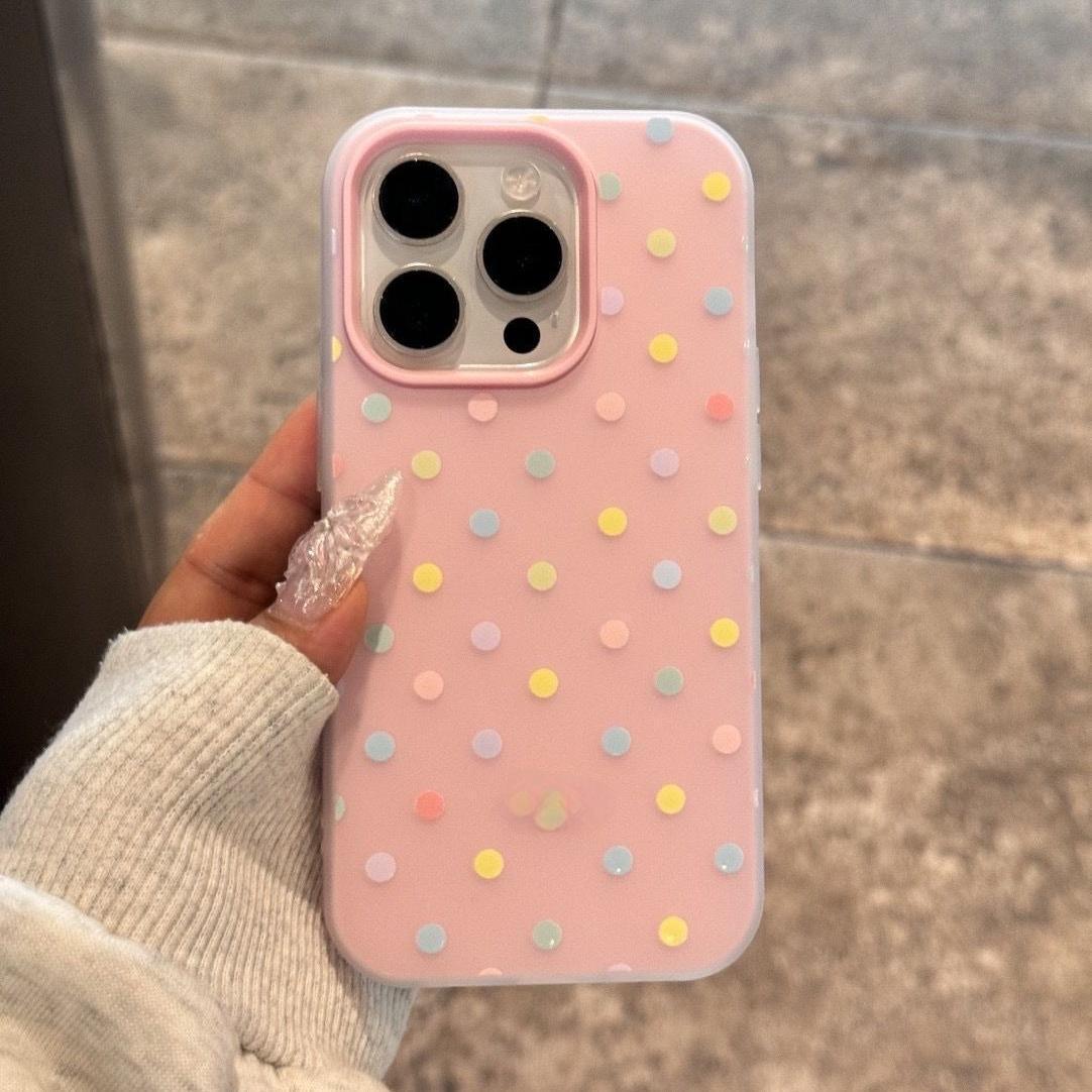 [Pink Polka Dots All Over] 2-in-1 Jelly Case