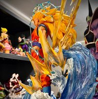 Figura de Resina de Goku Super Saiyan 3 de Dragon Ball Z, Coleccionable de Anime para Exhibición y Regalo, con Efecto de Aura Dinámica