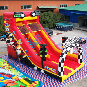 Grande <span class=keywords><strong>maison</strong></span> de rebond de voiture de course avec toboggan humide et sec géant Patriot Monster Truck toboggan aquatique toboggan rouge Kids Bounce House Combo - Product Image 1