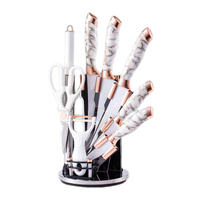 MANJIA Ensemble de Couteaux en Acier Inoxydable 9 Pièces Antiadhésifs pour la Maison Vente en Gros Couteaux de Cuisine Professionnels avec Support en Acrylique