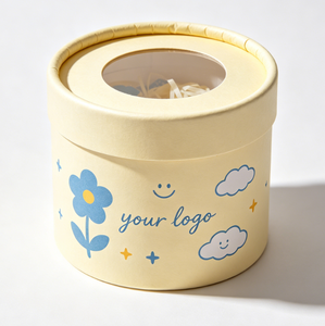 Custom Eco-Friendly Cute Round Paper Tube <b>Box</b> Four Color Printing with <b>Clear</b> Window Lid for <b>Gift</b> Packaging - Product Image 1