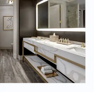 Lakeshore villa beach resort motel console per lavabo da bagno supporti per lavabo basi per lavabo in ottone lucido placcato oro opaco