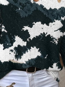 <span class=keywords><strong>Pull</strong></span> en tricot imprimé camouflage pour <span class=keywords><strong>femme</strong></span>, col en V, manches longues, <span class=keywords><strong>vert</strong></span> et blanc, <span class=keywords><strong>pull</strong></span> décontracté, tricot abstrait - Product Image 4