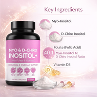 Fábrica OEM ODM, Cápsulas de Mioinositol, D-Chiroinositol y Folato, Suplemento Dietético, Marca Privada, Venta al Por Mayor, Fabricante a Granel