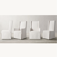 Sassanid OEM Ensemble de salle à manger de luxe contemporain classique américain Ensemble de chaises de salle à manger à jupe Ames en tissu