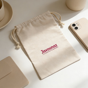 Natural 100% Eco Friendly Beige Cotton <b>Drawstring</b> <b>Bag</b> With Logo Brand Printed for Gift Small Dust Pouch Custom Logo - Product Image 2