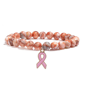 Nueva llegada joyería de concientización sobre el cáncer de <span class=keywords><strong>mama</strong></span> blanco rosa ópalo pulsera con cuentas cáncer de <span class=keywords><strong>mama</strong></span> Rosa cinta encanto mujeres pulseras - Product Image 3