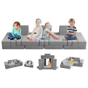 Childrens Play <b>Sofa</b> Modular Foam Indoor Furniture For <b>Kids</b> With Velvet Cover And Smooth Zipper - Product Image 4