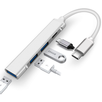Mini Hub extenseur en alliage d'aluminium de Type C USB 3.0, Module privée, 4 en 1