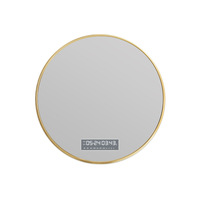 Miroir de salle de bain LED rond moderne et minimaliste avec rétroéclairage, commande tactile et affichage de l'heure pour coiffeuse, hôtel, salle de maquillage - Vente en gros