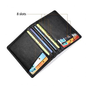 Porte-cartes de crédit en cuir de vache 100% authentique, pochette à monnaie, boîte cadeau - Product Image 2
