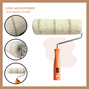 Rouleau à peinture professionnel 20 mm en microfibre de qualité professionnelle pour murs intérieurs et extérieurs, peintures à base d'eau satinées - Product Image 3