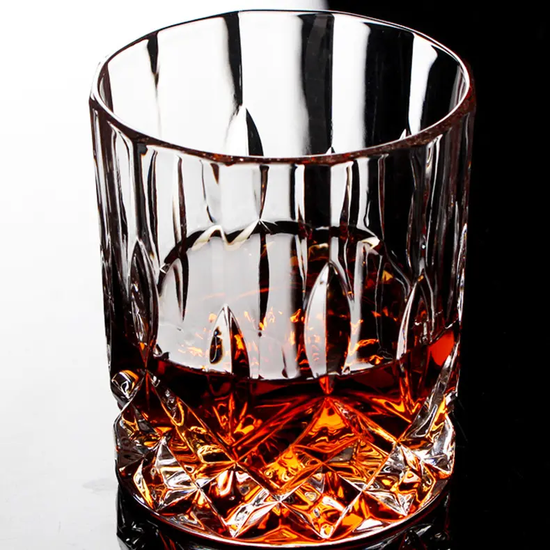 Copas de whisky de roca de cristal, Copas de whisky de fondo grueso de vidrio de estilo antiguo, superventas