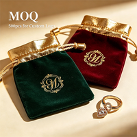 Pochette à bijoux en velours de luxe avec logo personnalisé, sac cadeau à cordon en gros, petits sacs pour cadeaux de mariage pour l'emballage de bijoux et de bagues