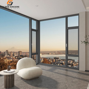 GS Modern Thermal Break Aluminum Casement Window with Stainless Steel Fly Screen Double Glazed Glass Window for Villa - Product Image 2