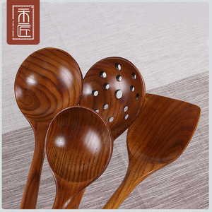 Wooden Spoon <b>Set</b> 4 Pcs Heavy Duty Kitchen Cooking Utensils For Soup Rice Porridge Serving - Product Image 4