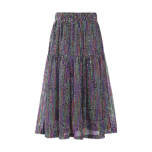 Abito di lusso con paillettes nuovo arrivo autunno inverno <span class=keywords><strong>gonna</strong></span> <span class=keywords><strong>lunga</strong></span> floreale per ragazze gonne con paillettes a-line all'ingrosso - Product Image 4