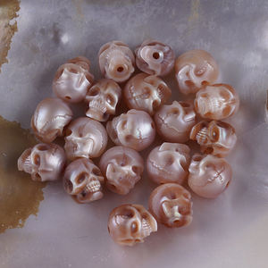 7-8mm 해골 모양 조각된 보라색 진주 천연색 담수 느슨한 바로크 진주 비즈 DIY 보석 제작용 - Product Image 2