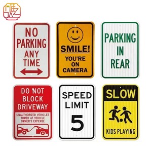 Set di Segnali Stradali e Immobiliari Riflettenti in Alluminio, Cartelli Personalizzati: Proibito Parcheggiare/Limitazione Velocità/Bambini in Gioco/Camera di Sicurezza - Product Image 1