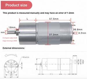 Düşük gürültü yüksek tork JGB37-555 12 v 24V Dcgeared Motor yüksek güç yüksek tork elektrik motoru için Pet malzemeleri 12 Volt 37mm - Product Image 2