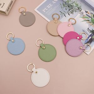 Stylish Colorful PU Leather Diaper Bag Keychain Round Leatherette Keychain Fashion Leather Round Keytag Logo Keychain <b>for</b> <b>Gifts</b> - Product Image 3