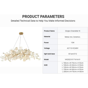 Gingko lampadario N foglia di ceramica ciondolo moderno di lusso plafoniera soggiorno Villa Lobby fabbrica fornitura all'ingrosso - Product Image 3