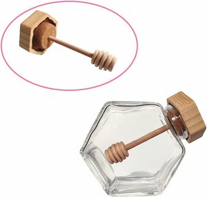 Bocaux à miel hexagonaux vides avec couvercle en bois, emballage en verre borosilicate, contenants scellés de qualité alimentaire écologiques - Product Image 5