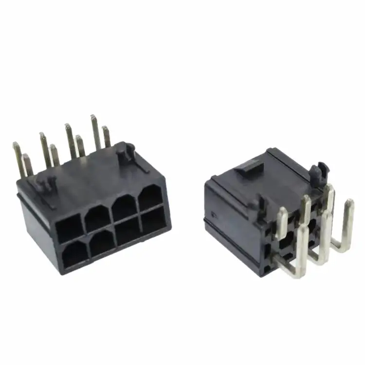 Conector de potência atx molex, conector de cor preta atx power wtb 2-24 pinos 4.2mm, pitada 90 graus 2*4 fêmea, conector de 8 pinos pci-e