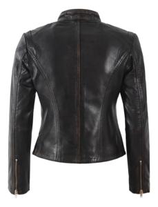 Chaqueta de Cuero Nappa Encerado Negro 100% Genuino Personalizada para Mujer, Acabado Encerado, Cierre YKK, Logotipo Personalizado, Marca Privada OEM/ODM - Product Image 3