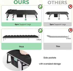 Lit de camping pliable 3 en 1, chaise longue de patio réglable en 5 positions, lits de couchage portables pour adultes, grande taille 0 - Product Image 2