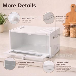 Organizador de Pan de Bambú con Tapa Abatible, Gran Capacidad, Almacenamiento de Cocina, Contenedor de Pan de Color Sólido para Escritorio - Product Image 4