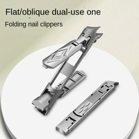 Coupe-ongles professionnel multifonctionnel à double tête anti-éclaboussures en acier inoxydable pliable à large ouverture pour la coupe