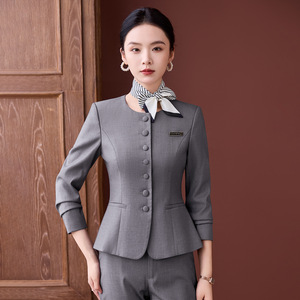 Women's Suit Set Polyester Three Quarter Sleeve Anti-Wrinkle Office Lady Autumn Workwear Business Formal Wear - Product Image 3