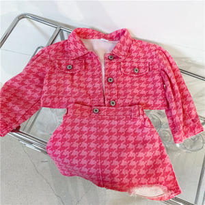 Ensemble de vêtements <span class=keywords><strong>en</strong></span> Denim pour bébé fille, 2 pièces, mode, Style coré<span class=keywords><strong>en</strong></span>, rose imprimé, veste + <span class=keywords><strong>jupe</strong></span> 1-6T, automne <span class=keywords><strong>2021</strong></span> - Product Image 4