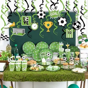 Хит продаж, набор украшений для тематической вечеринки в честь Дня Рождения футбольного мальчика, комплект украшений для футбола, набор для подвешивания, посуда для вечеринки