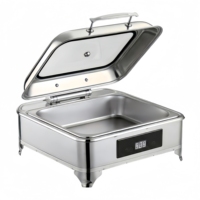 Plat de service alimentaire haut de gamme 8L, chauffe-plats électrique de luxe en acier inoxydable pour buffet et traiteur, en vente