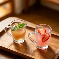 Gelas Shot Kaca Bening Mini 80ml Grosir, Cangkir Minuman Bar untuk Whiskey, Teh, Jus, Kopi, dengan Gagang